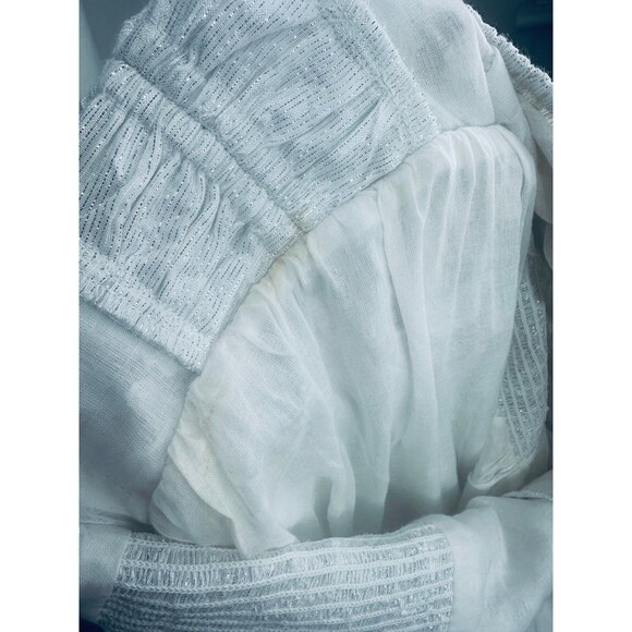 Roller Rabbit S Ondine Metallic Silver Ruffle Sleeve Midi Dress White READ DESCR - Picture 9 of 10